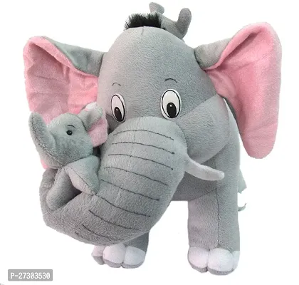 Cuddly Cute Elephant Plush Toy With Baby In Trunk For Kids-thumb0