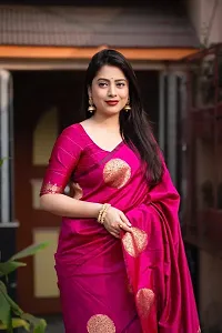 Beautiful Pink Art Silk Embellished Saree With Blouse Piece For Women-thumb1