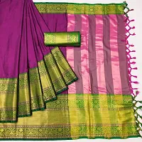 Beautiful Pink Cotton Silk Zari Saree With Blouse Piece For Women-thumb2