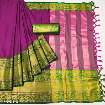 Beautiful Pink Cotton Silk Zari Saree With Blouse Piece For Women-thumb3