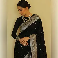 Beautiful Black Art Silk Embellished Saree With Blouse Piece For Women-thumb2