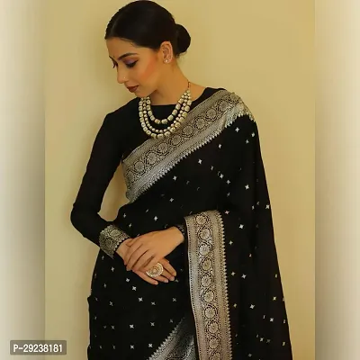 Beautiful Black Art Silk Embellished Saree With Blouse Piece For Women-thumb3