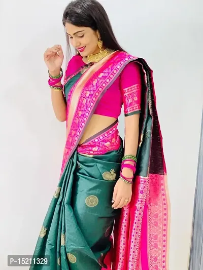 Elegant  Art Silk Jacquard Women Saree with Blouse Piece-thumb4