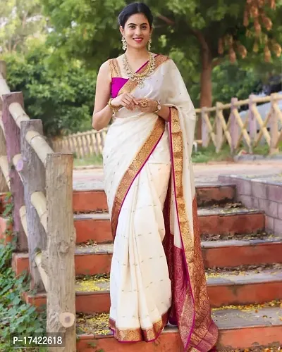 Beautiful Lichi Silk Jacquard Saree With Blouse Piece For Women-thumb0