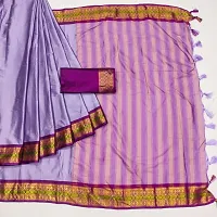 Beautiful Purple Cotton Silk Zari Saree With Blouse Piece For Women-thumb1