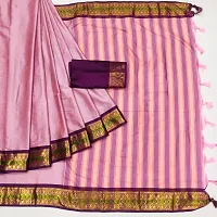 Beautiful Pink Cotton Silk Zari Saree With Blouse Piece For Women-thumb1