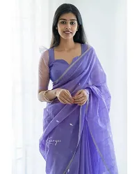 Beautiful Purple Art Silk Embellished Saree With Blouse Piece For Women-thumb1