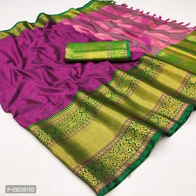 Beautiful Pink Cotton Silk Zari Saree With Blouse Piece For Women-thumb2