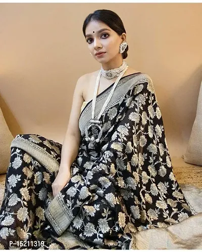 Elegant  Art Silk Jacquard Women Saree with Blouse Piece-thumb0