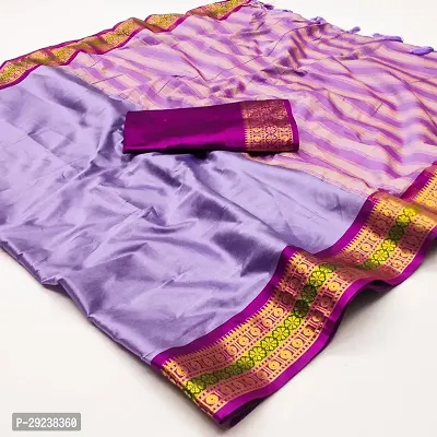 Beautiful Purple Cotton Silk Zari Saree With Blouse Piece For Women