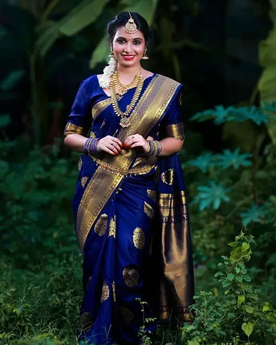 Stylish Women Banarasi Silk Jacquard Saree with Blouse piece