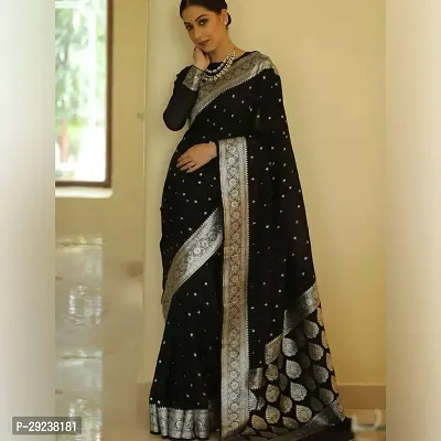 Beautiful Black Art Silk Embellished Saree With Blouse Piece For Women-thumb0