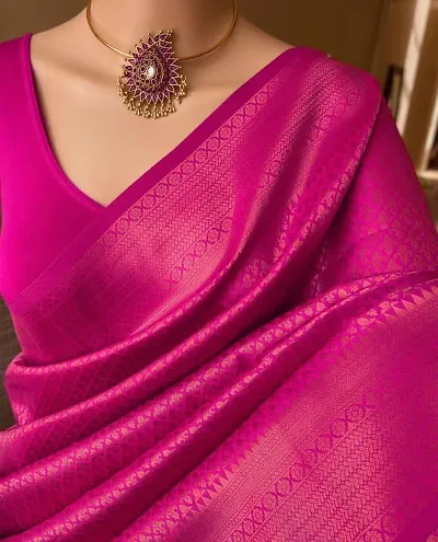 Silk Blend Zari Woven Sarees with Blouse Piece