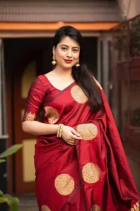 Beautiful Red Art Silk Embellished Saree With Blouse Piece For Women-thumb1