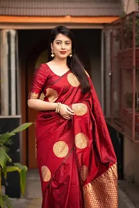 Beautiful Red Art Silk Embellished Saree With Blouse Piece For Women-thumb2