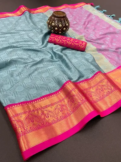 New In Silk Blend Saree with Blouse piece 