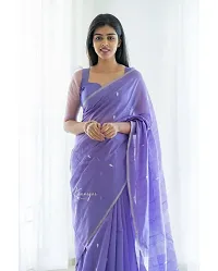 Beautiful Purple Art Silk Embellished Saree With Blouse Piece For Women-thumb2