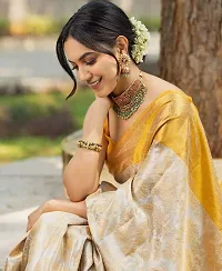 Beautiful Cream Art Silk Embellished Saree With Blouse Piece For Women-thumb2