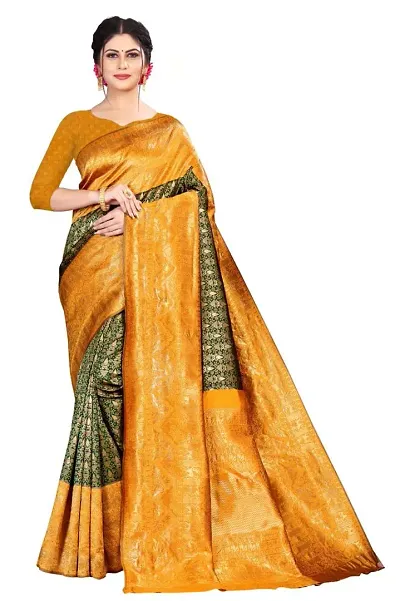 Beautiful Lichi Silk Jacquard Saree With Blouse Piece For Women