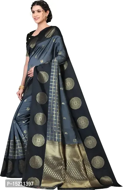 Elegant  Art Silk Jacquard Women Saree with Blouse Piece-thumb4