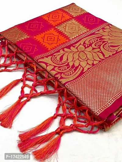 Beautiful Lichi Silk Jacquard Saree With Blouse Piece For Women-thumb4