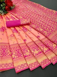 Beautiful Lichi Silk Jacquard Saree With Blouse Piece For Women-thumb3