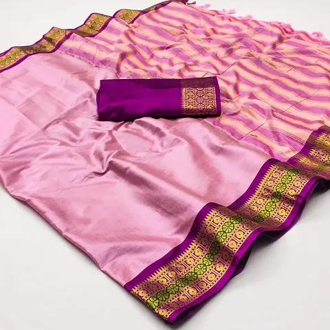 Attractive Cotton Silk Saree with Blouse piece 