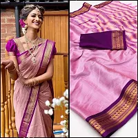 Beautiful Pink Cotton Silk Zari Saree With Blouse Piece For Women-thumb2