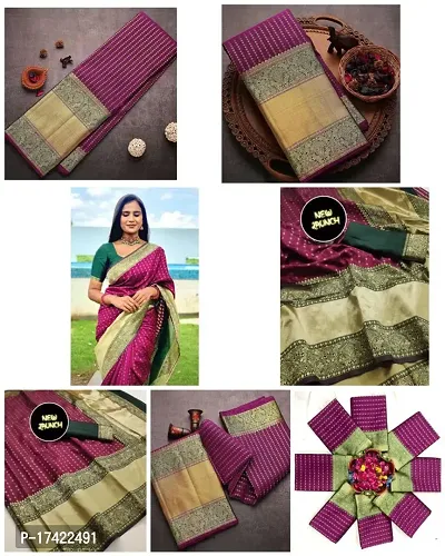Beautiful Lichi Silk Jacquard Saree With Blouse Piece For Women-thumb2