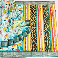 Beautiful Multicoloured Cotton Silk Printed Saree With Blouse Piece For Women-thumb1