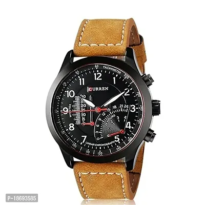 Curren Meter Watch Brown Men Wrist Watch New Stylist Curen Lether Belt Watch For Men And Boy-thumb0