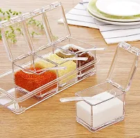 Dreamworld Crystal Seasoning Acrylic Box Plastic Spice Rack, 4 Box With Spoons-thumb3