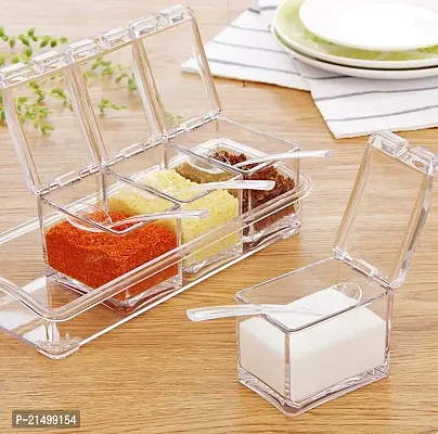 Dreamworld Crystal Seasoning Acrylic Box Plastic Spice Rack, 4 Box With Spoons-thumb4