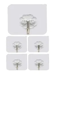 SVK Dream Adhesive Sticker ABS Plastic Hook Towel Hanger for Kitchen, Bathroom, Utensil Hook Holder, Bedroom Clothing Hanger-Transparent Color