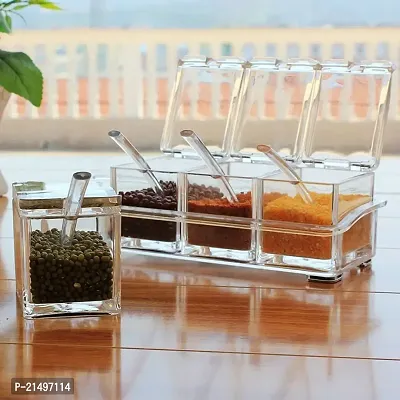 Dreamworld Acrylic Seasoning Box Case Condiment Bottles Set Salt Spice Rack/Jar Storage Box Container Kitchen Tool-thumb2