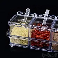 4square Acrylic Seasoning Box Case Condiment Bottles Set Salt Spice Rack/Jar Storage Box Container Kitchen Tool (4IN1)-thumb2