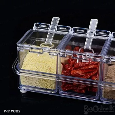 4square Acrylic Seasoning Box Case Condiment Bottles Set Salt Spice Rack/Jar Storage Box Container Kitchen Tool (4IN1)-thumb3