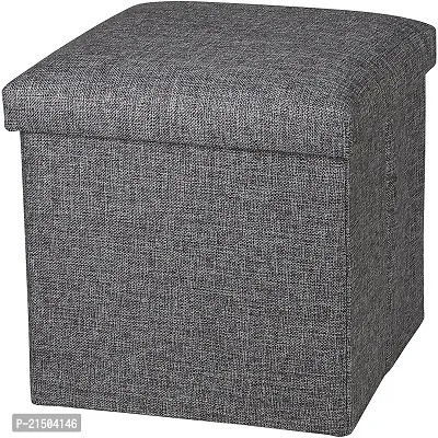 SVK DREAM Cube Shape Sitting Stool with Storage Box Living Foldable Storage Bins Multipurpose Clothes, Books and Toys Organizer with Cushion Seat Lid 30 X 30 X 30 cm-thumb0