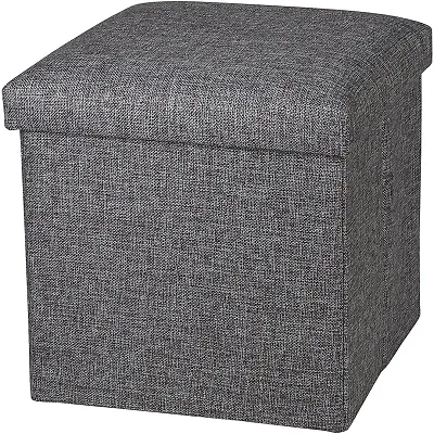 SVK DREAM Cube Shape Sitting Stool with Storage Box Living Foldable Storage Bins Multipurpose Clothes, Books and Toys Organizer with Cushion Seat Lid 30 X 30 X 30 cm