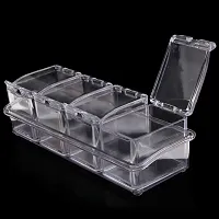 4square Crystal Seasoning Acrylic Box Pepper Salt Spice Rack Plastic 4 Box with Spoons Kitchen See Through Storage Containers Cooking Tools-thumb4