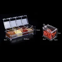 4square Crystal Seasoning Acrylic Box Plastic Spice Rack, 4 Box with Spoons-thumb1