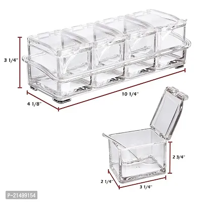 Dreamworld Crystal Seasoning Acrylic Box Plastic Spice Rack, 4 Box With Spoons-thumb5