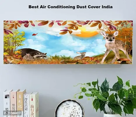 SVK Dream Air Conditioning Dust Cover Folding Designer Ac Cover for Indoor Split Ac 1.5 ton (97 x 31 x 21.5 cm) (Jungle Deer)-thumb2