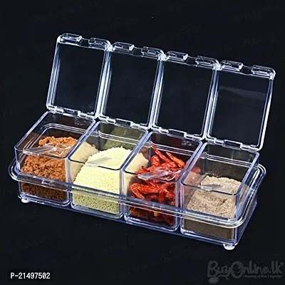 Dreamworld Spice Box Container With Base  Spoon(4 Clear Crystal)-thumb5