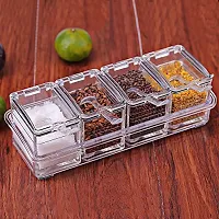 4square Acrylic Seasoning Box Case Condiment Bottles Set Salt Spice Rack/Jar Storage Box Container Kitchen Tool (4IN1)-thumb1