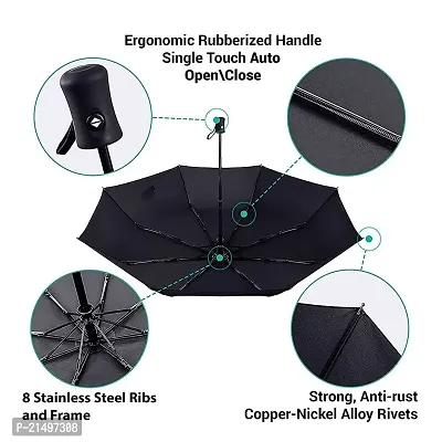 JK Enterprise Travel Umbrella Windproof Automatic Umbrellas-Factory Outlet Umbrella Compact Travel Umbrella, Umbrellas for Men  Women - Windproof, 3 Fold with Auto Open/Close-image