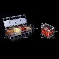 4square Crystal Seasoning Acrylic Box Pepper Salt Spice Rack Plastic 4 Box with Spoons Kitchen See Through Storage Containers Cooking Tools-thumb1