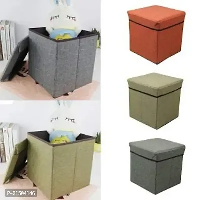 SVK DREAM Cube Shape Sitting Stool with Storage Box Living Foldable Storage Bins Multipurpose Clothes, Books and Toys Organizer with Cushion Seat Lid 30 X 30 X 30 cm-thumb4