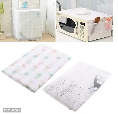 SVK Dream Transparent Printing Washing Machine Cover +Microwave Oven Cover with 2 Pouch Dustproof Cloth Cover Microwave Oven Set ? 1 Pc (Assorted Colour and Design)