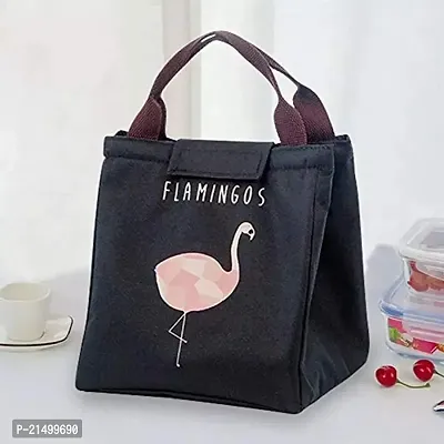 jk enterprise Flamingo Portable Insulated Oxford Lunch Bag Thermal Food Picnic Lunch Bags- Black